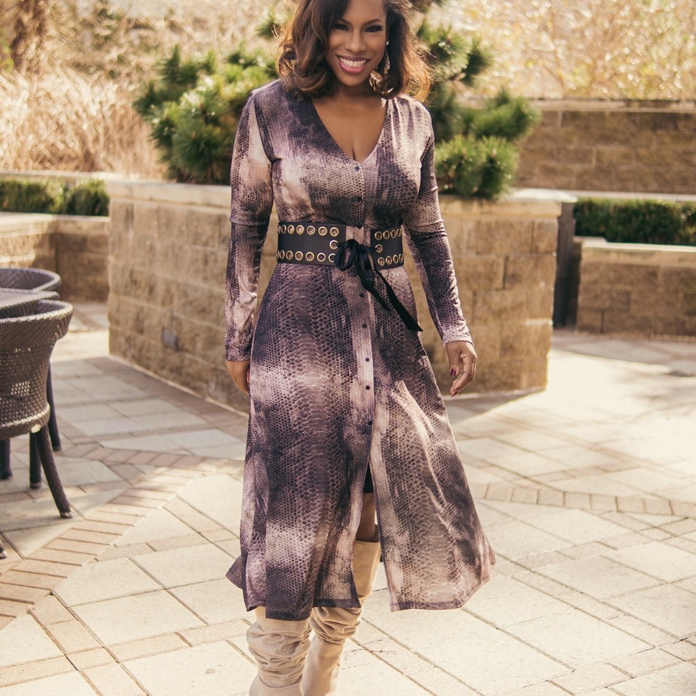 Snakeskin pattern floater dress